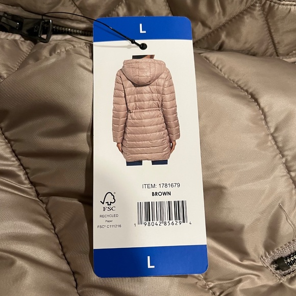 KENNETH COLE BROWN WOMENS HOODED QUILTED LINED  PUFFER JACKET SIZE LARGE *NWT* - Picture 9 of 14